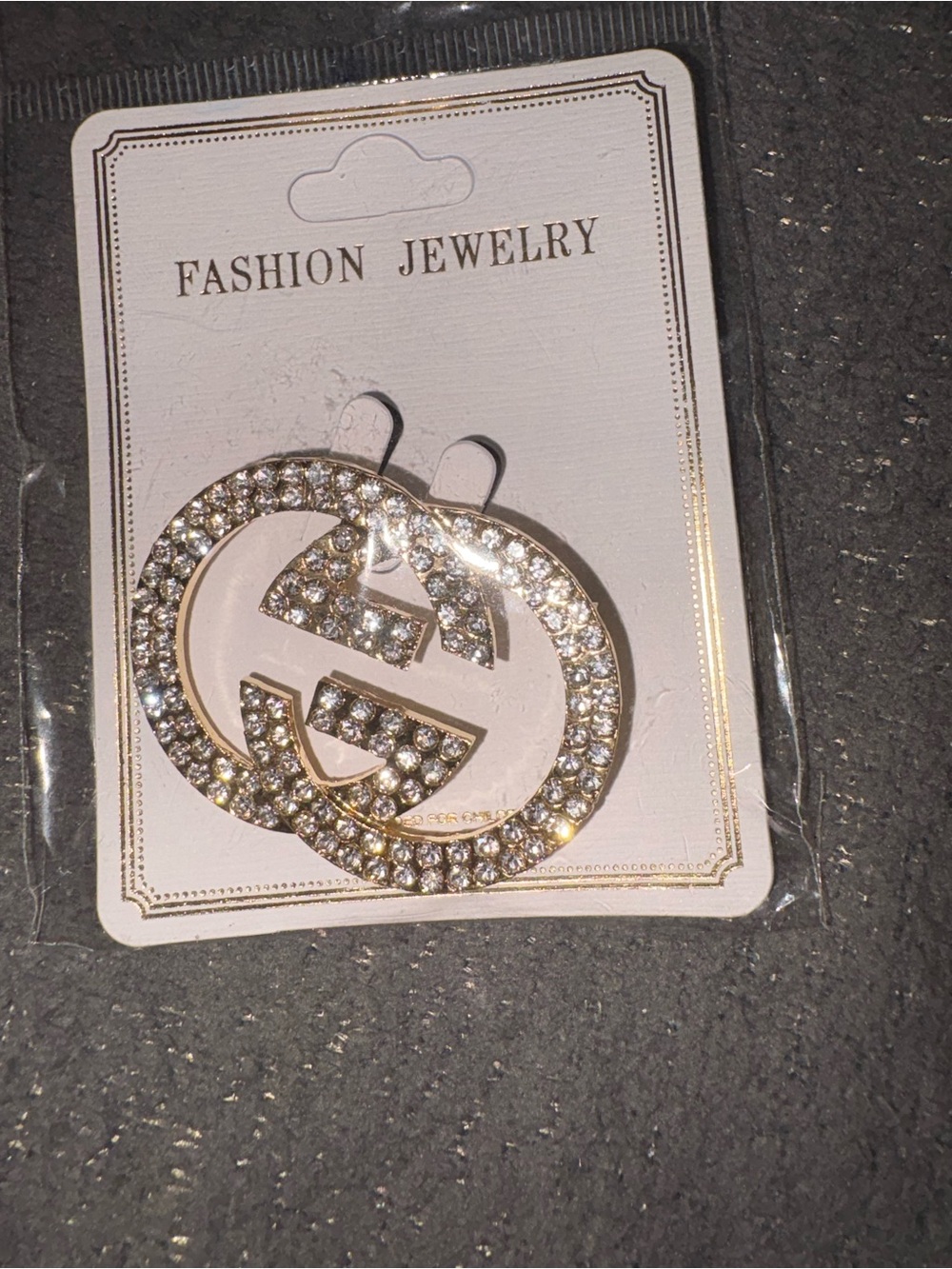 Fashion Jewelry Gold Crystal Double G Brooch Pin